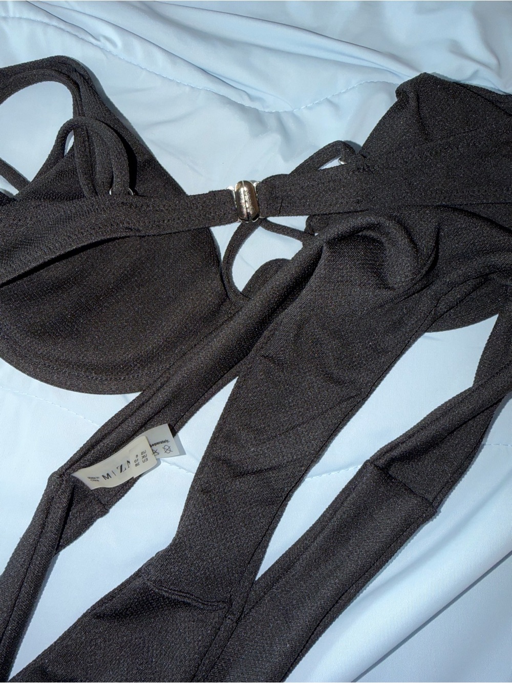 Zaful Black Ribbed Underwire Bikini Set - Picture 4 of 6